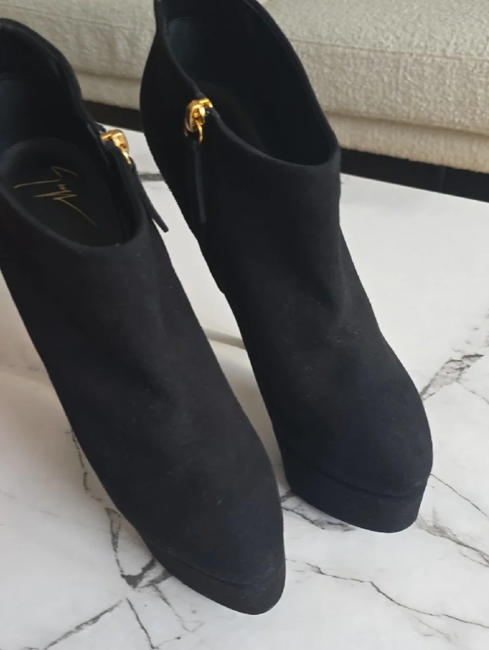 Giuseppe Zanotti Black Suede Platform Stiletto Ankle Boot